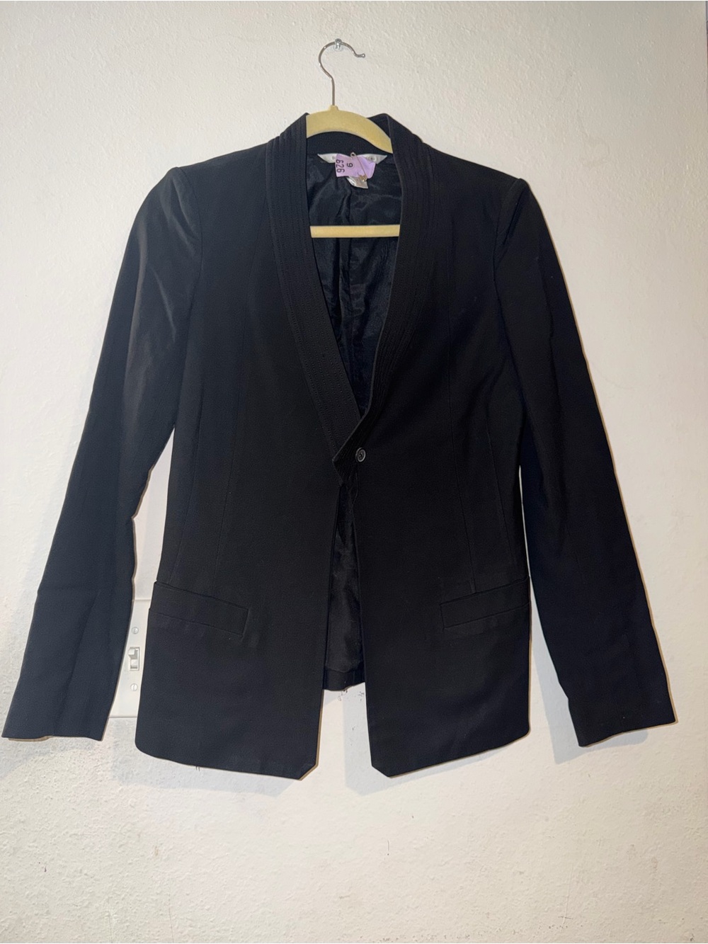 Diane Von Furstenberg Black Tailored Shawl-Collar Blazer